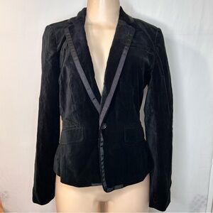 Banana Republic Black Velvet Suit Jacket with Satin Trim Size 4